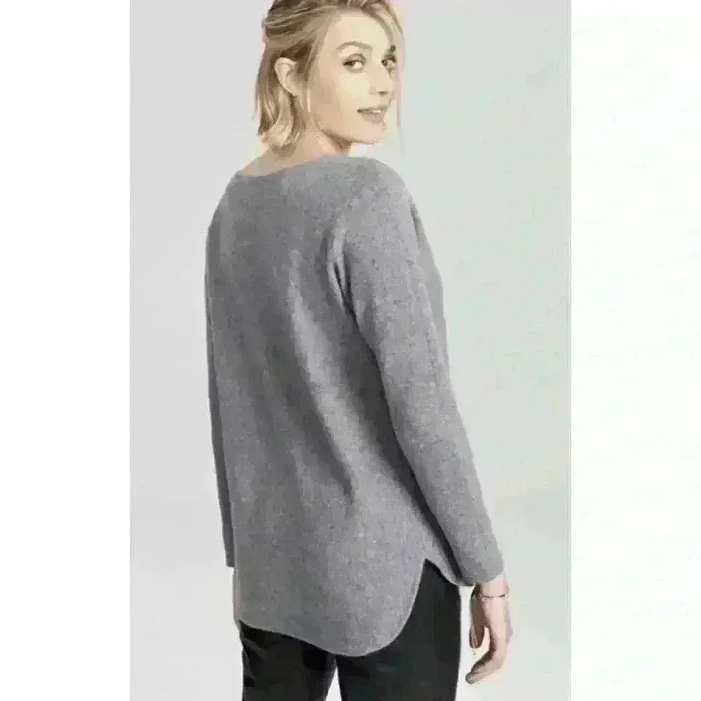 Charter Club Luxury Cashmere Shirttail Hem Gray Sweater, S